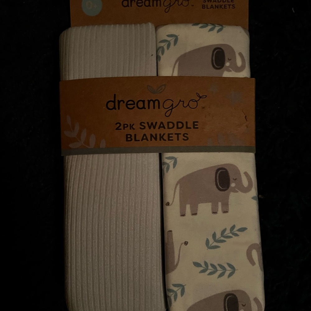 Elephant Print Swaddle Blankets - Gray and White
